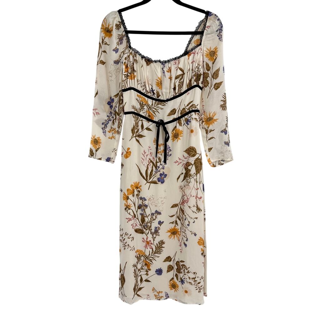 Reformation Pennie Floral Long Sleeve Midi Dress Made in USA Size 4
